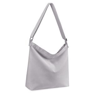 Large Grey Canvas Crossbody Tote Handbag - Blank Desn :[